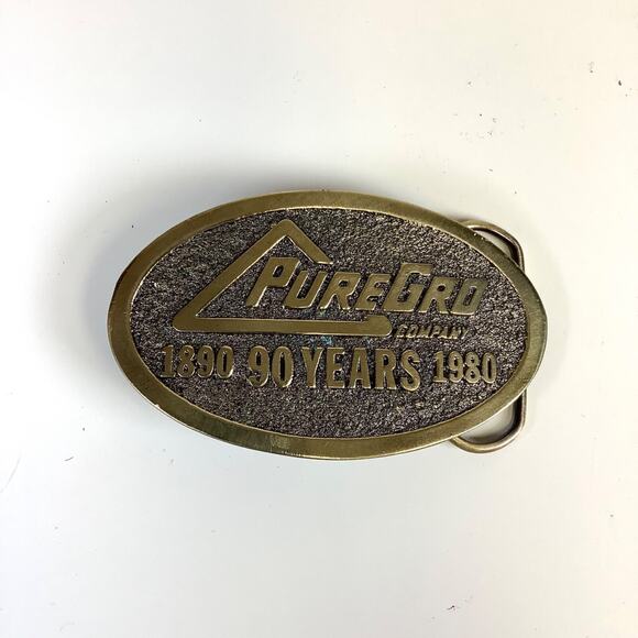 Vtg PureGro Belt Buckle 90 Years 1890-1980 Great American Buckle Co. Western Ag - Picture 4 of 4